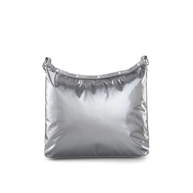 Medium Zip Shoulder In Gunmetal Gray Shine - 42088570880302