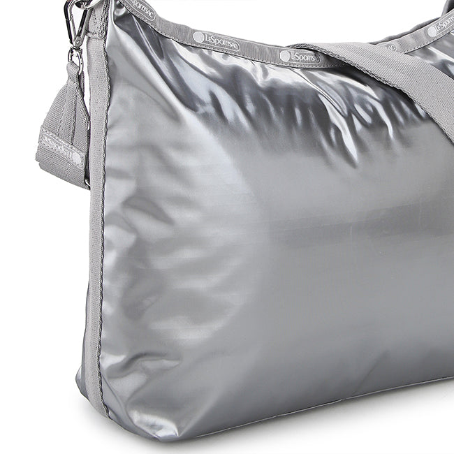 Medium Zip Shoulder In Gunmetal Gray Shine - 42088570913070