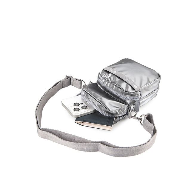 Mini Phone Bag In Gunmetal Gray Shine - 42088572354862