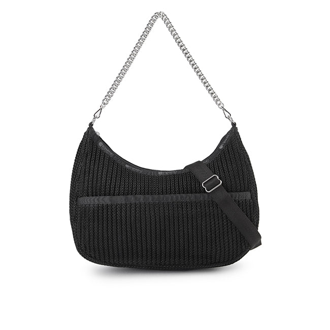 Chain Crochet N/S Hobo In Black Crochet - 44927748505902