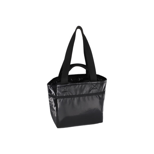 Two Handle Zip Tote In Black Shine - 42071632740654