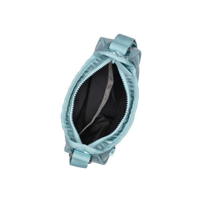 Mini Hobo Crossbody In Aqua Blue Shine - 45055204983086