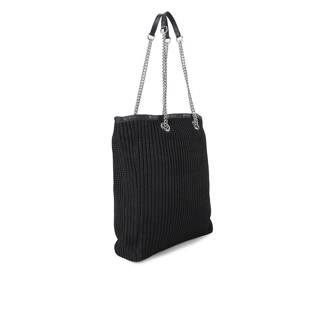 Chain Crochet N/S Tote In Black Crochet - 44927749161262