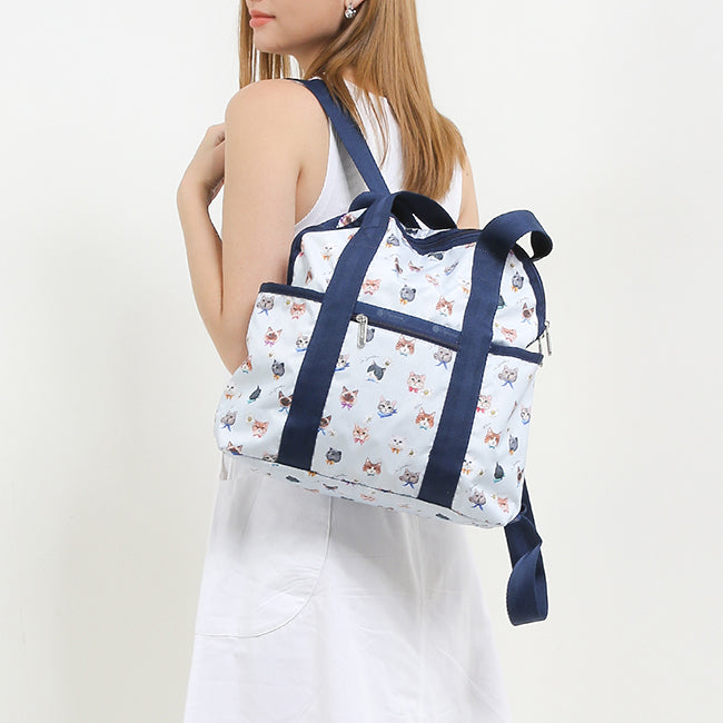 Double Trouble Backpack In Playful Cats Sky Blue - 41859206316334