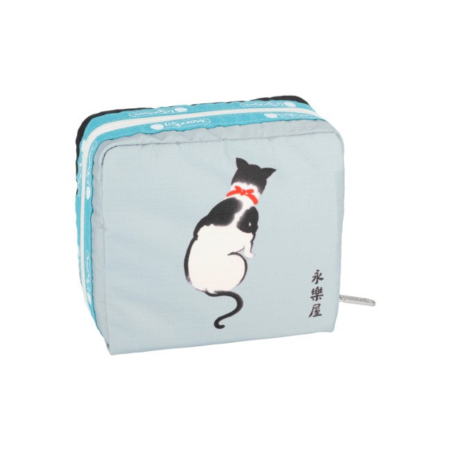 LeSportsac Unisex Pouch Med Square Cosmetic In Japanese Art Cat - 44039212826926