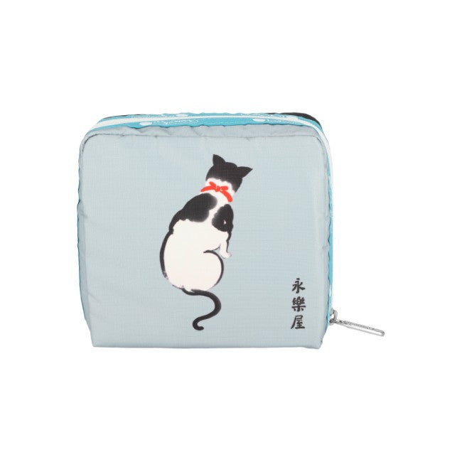 LeSportsac Unisex Pouch Med Square Cosmetic In Japanese Art Cat - 44039212925230
