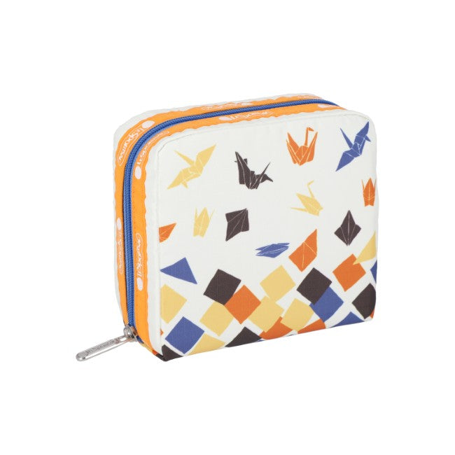 LeSportsac Unisex Pouch Med Square Cosmetic In Japanese Art Cranes - 44039220035886
