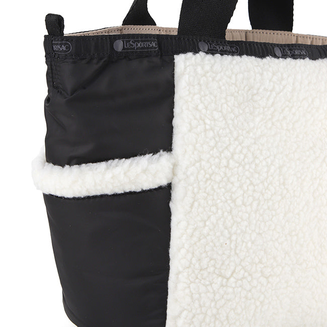 LeSportsac Unisex Sherpa Small Open Tote In Cream Vegan Sherpa - 43367107035438