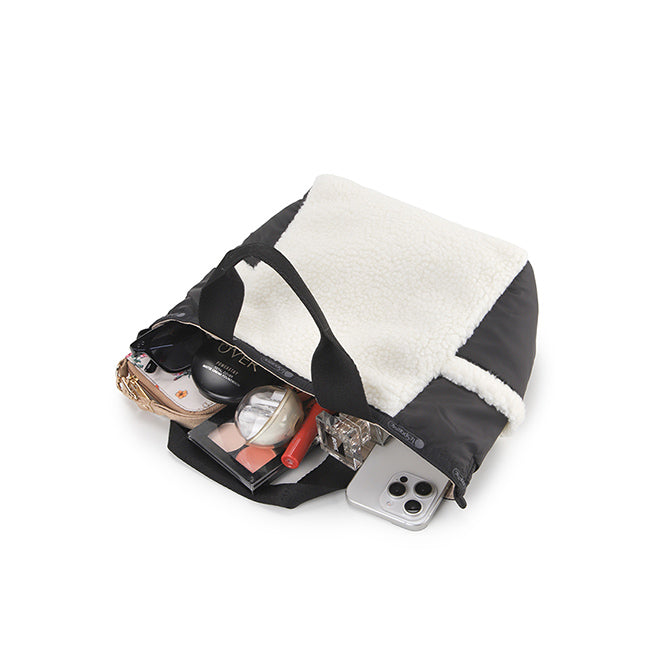 LeSportsac Unisex Sherpa Small Open Tote In Cream Vegan Sherpa - 43367107100974