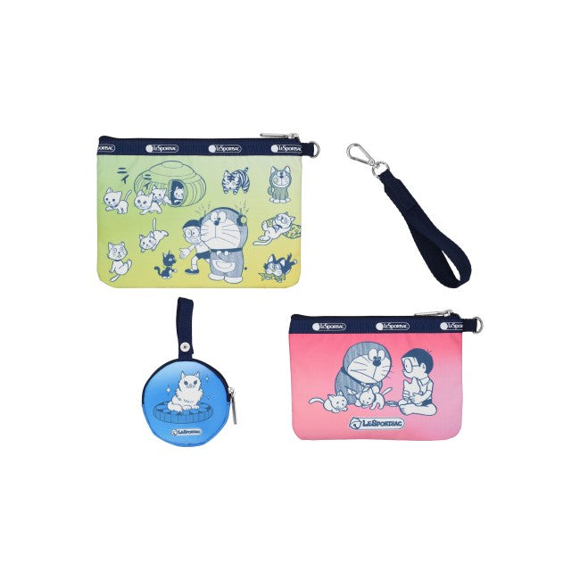 Wristlet Pouch W/ Round C In Doraemon With Meow - 46427960115502