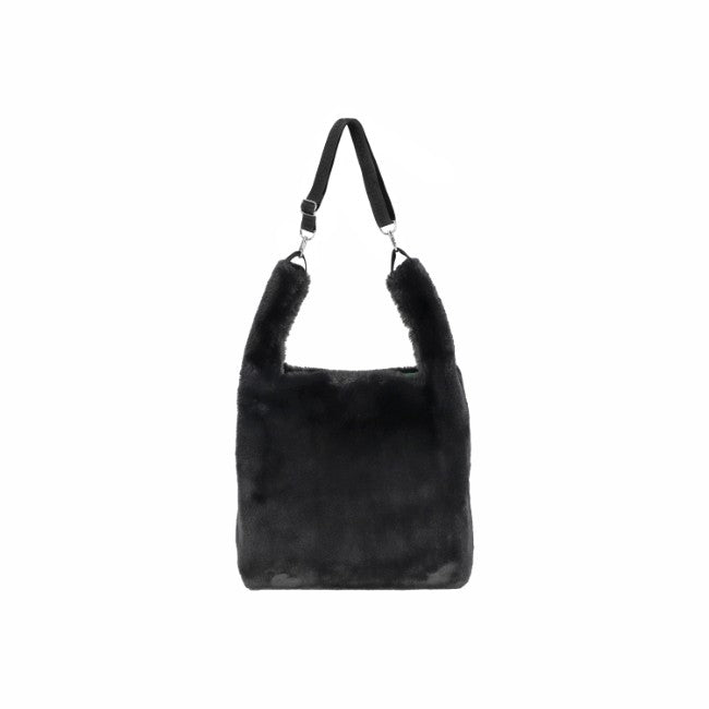 LeSportsac Unisex Bags Fur Shoulder Tote In Black Fluffy Fur - 44039268204846