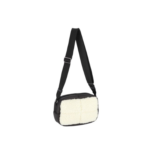 LeSportsac Unisex Puffy Cube Crossbody In Cream Vegan Sherpa - 42627929309486