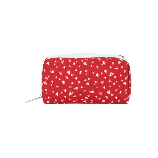 LeSportsac Unisex Pouch Rectangular Cosmetic In Red Mini Hearts Wh - 44039323025710