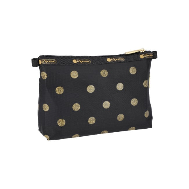 LeSportsac Unisex Pouch Cosmetic Clutch In Gold Glitter Dots - 44039356055854