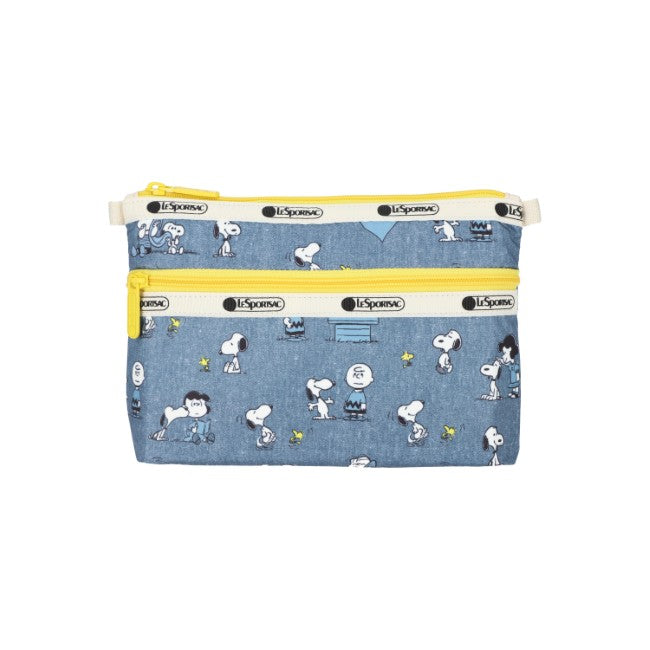 LeSportsac Unisex Pouch Cosmetic Clutch In Peanuts Happy Pals Acc - 44039360413998