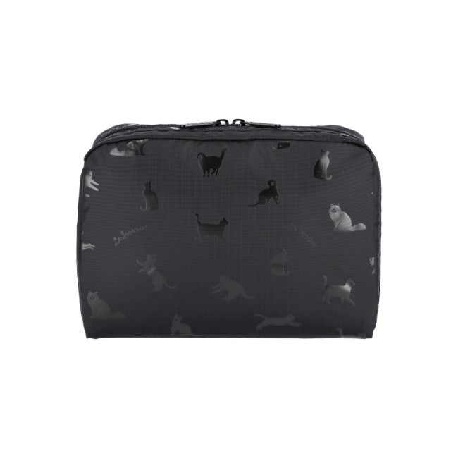 LeSportsac Unisex Xl Rectangular Cosmetic In Black Cats - 42627937567022