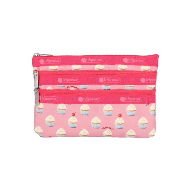 LeSportsac Unisex 3-Zip Cosmetic In Sweet Cupcake Delight - 42627939139886