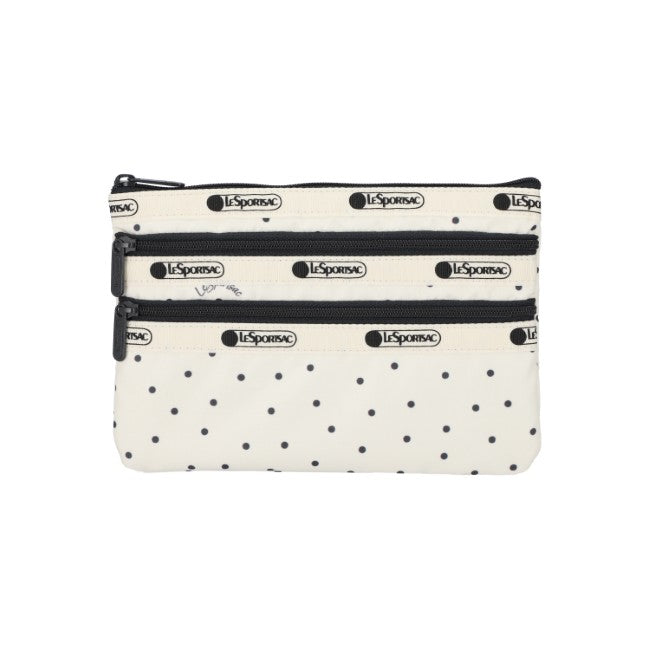 LeSportsac Unisex Pouch 3-Zip Cosmetic In Playful Dots - 44039371587886