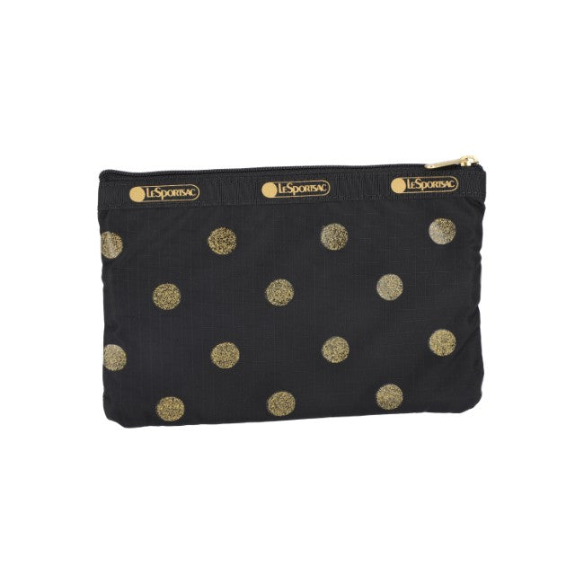 LeSportsac Unisex Pouch 3-Zip Cosmetic In Gold Glitter Dots - 44039373324590