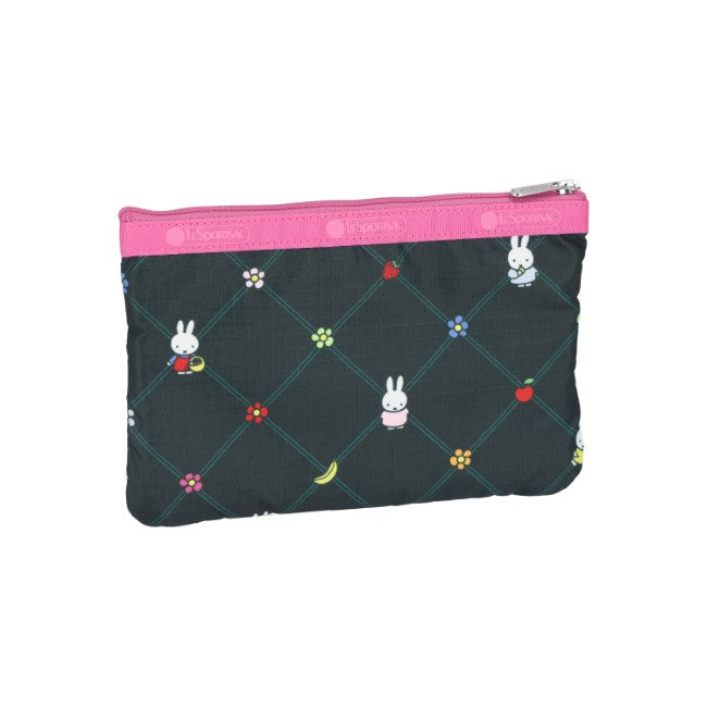 LeSportsac Unisex Pouch 3-Zip Cosmetic In Miffy Orchard Green/Pink - 44039374962990