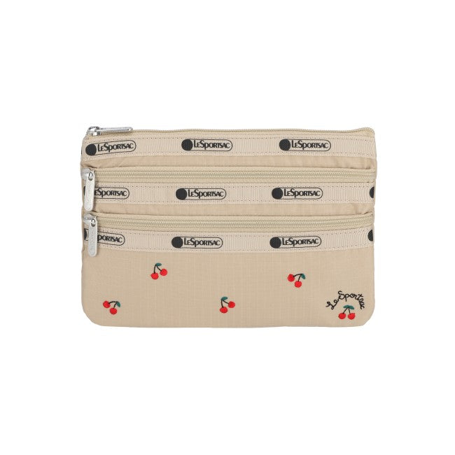 3-Zip Cosmetic In Cherry Embroidery - 45055210422574