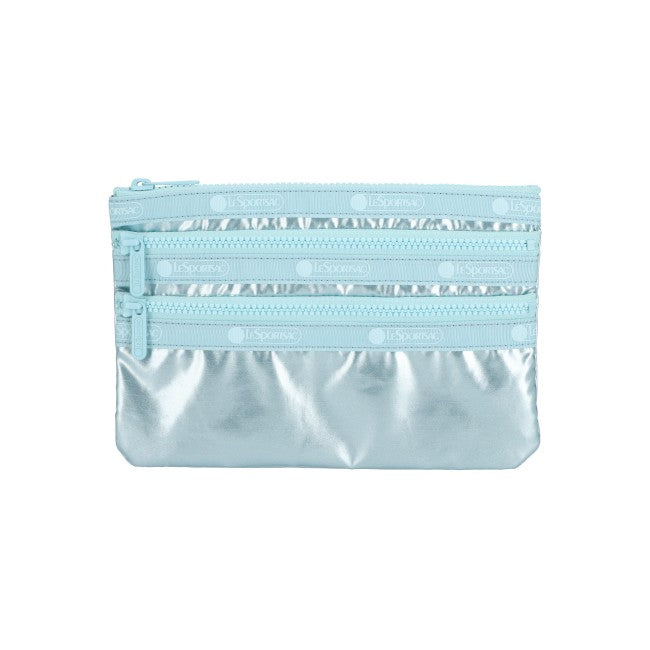 3-Zip Cosmetic In Aqua Blue Shine - 45055210914094