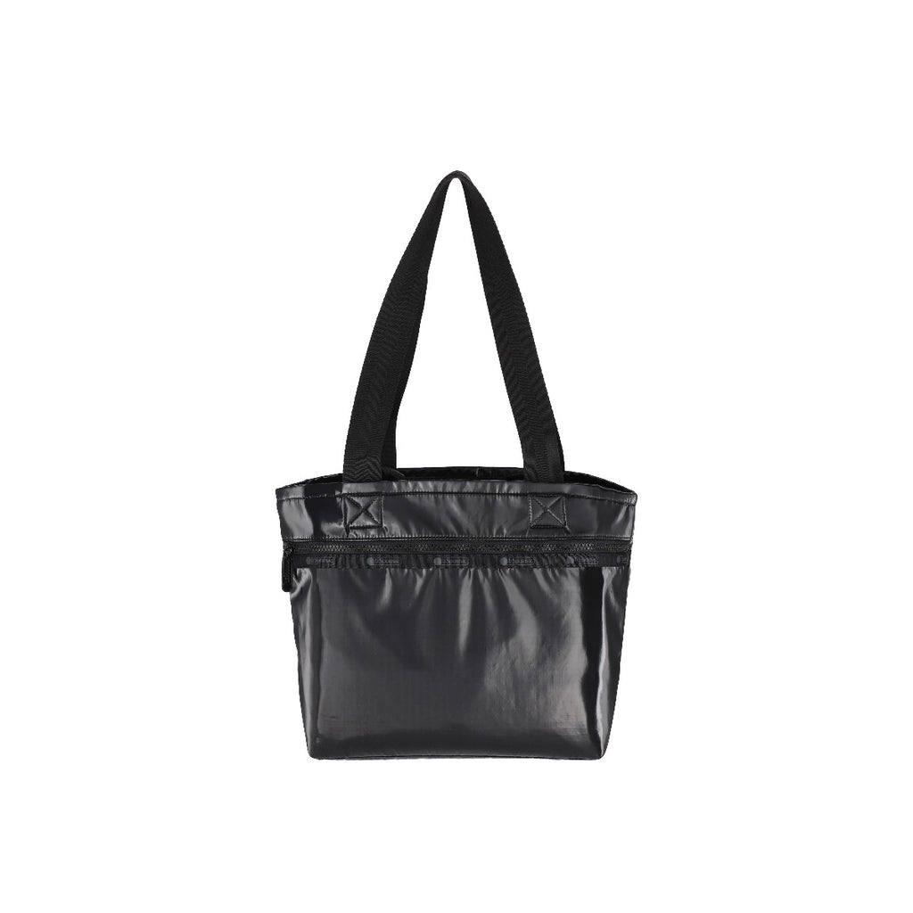 Two Handle Zip Tote In Black Shine - 42071632707886
