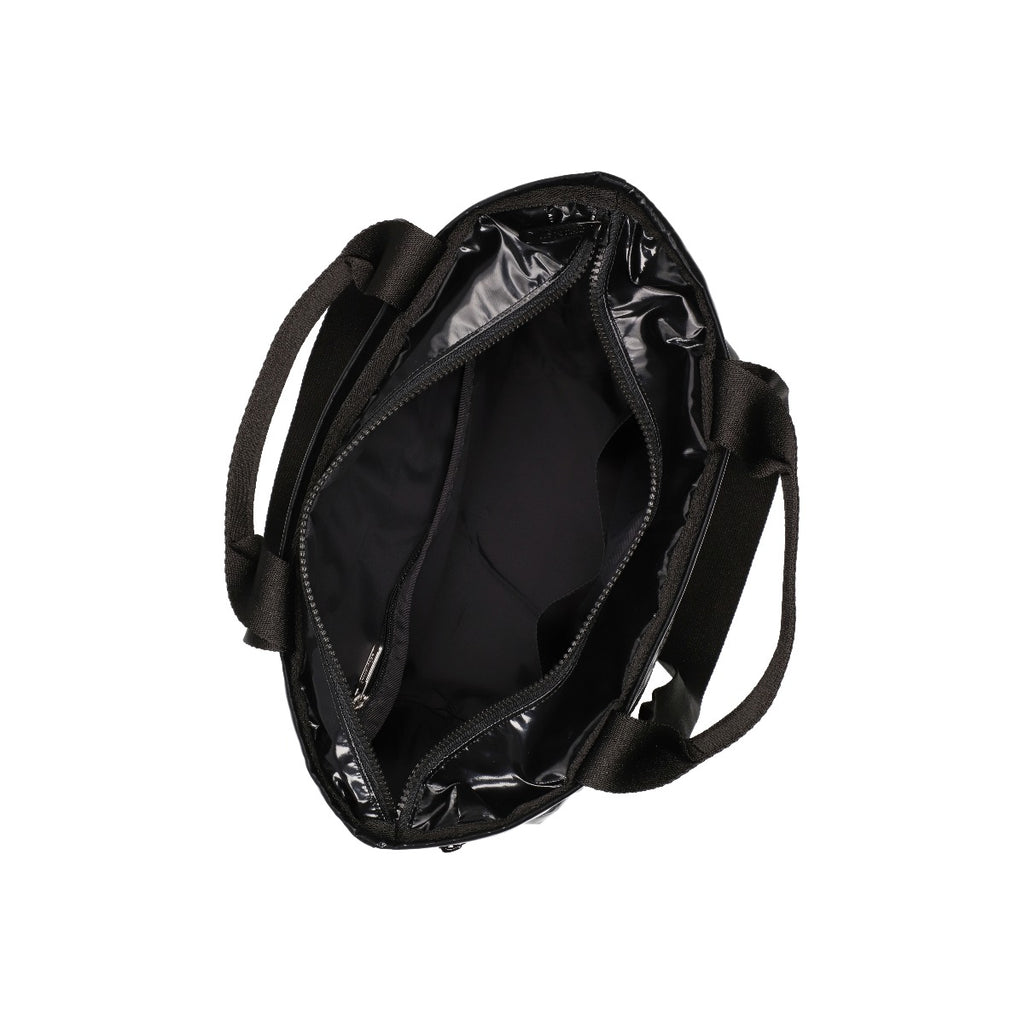 Two Handle Zip Tote In Black Shine - 42071632838958