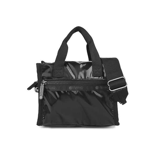 E/W Shoulder Satchel In Black Shine - 45584458940718