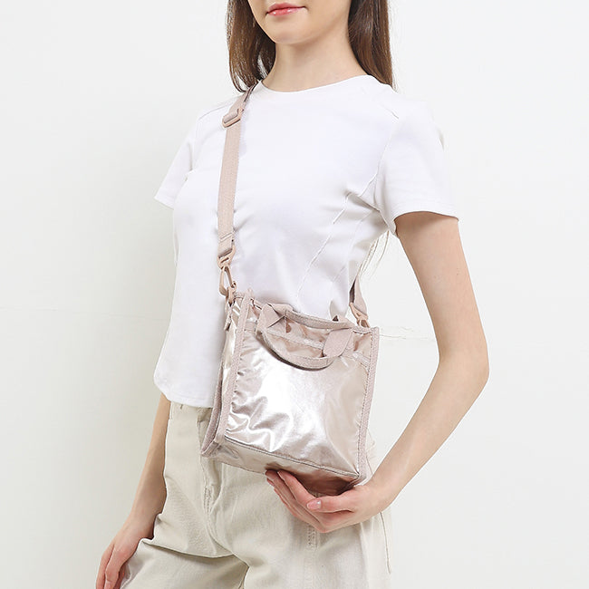 Mini N/S Tote In Rose Gold Shine - 45585566466350