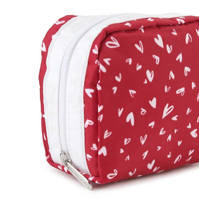Square Cosmetic In Red Mini Hearts Wh - 46321345757486