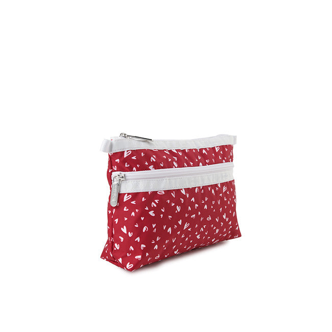 Cosmetic Clutch In Red Mini Hearts Wh - 46321347756334