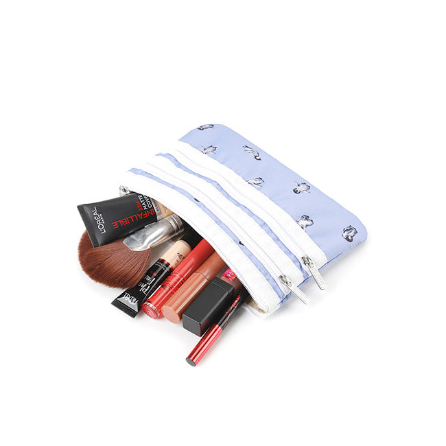 3-Zip Cosmetic In Petite Penguins White - 46321353326894