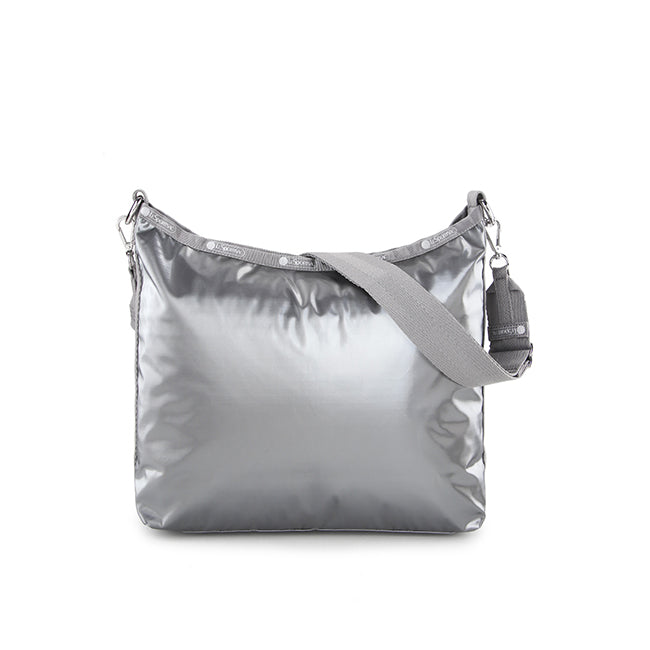 Medium Zip Shoulder In Gunmetal Gray Shine - 42088570814766