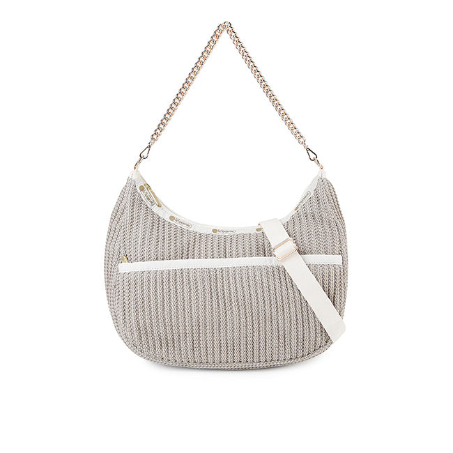 Chain Crochet N/S Hobo In Beige Crochet - 44927748931886