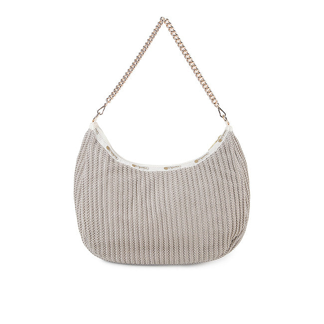 Chain Crochet N/S Hobo In Beige Crochet - 44927748997422