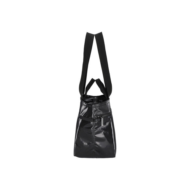 Two Handle Zip Tote In Black Shine - 42071632871726