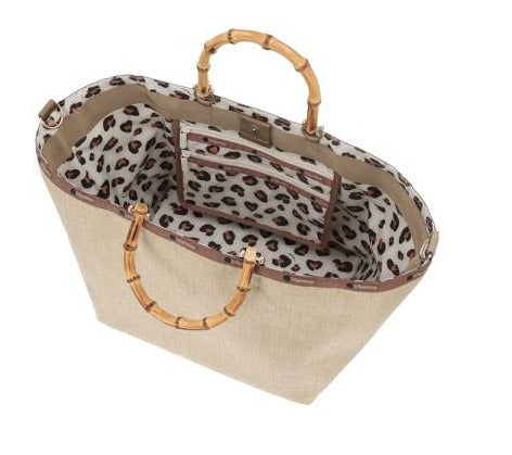 Lg Bamboo Raffia Tote In Raffia Natural - 42071612817710