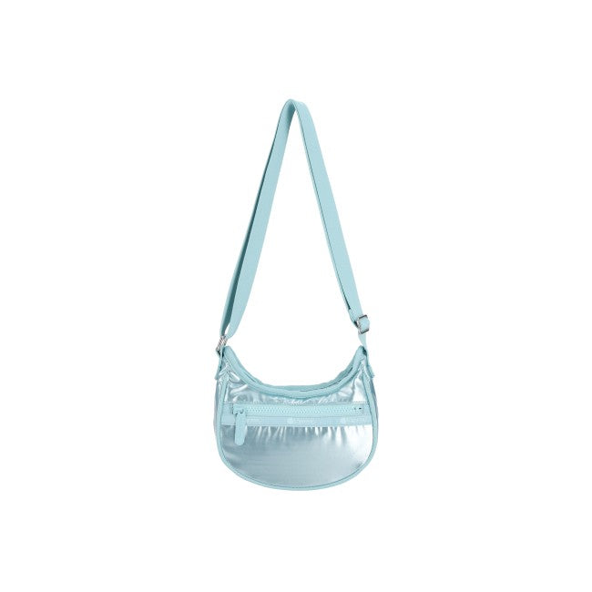 Mini Hobo Crossbody In Aqua Blue Shine - 45055205048622