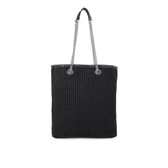 Chain Crochet N/S Tote In Black Crochet - 44927749194030