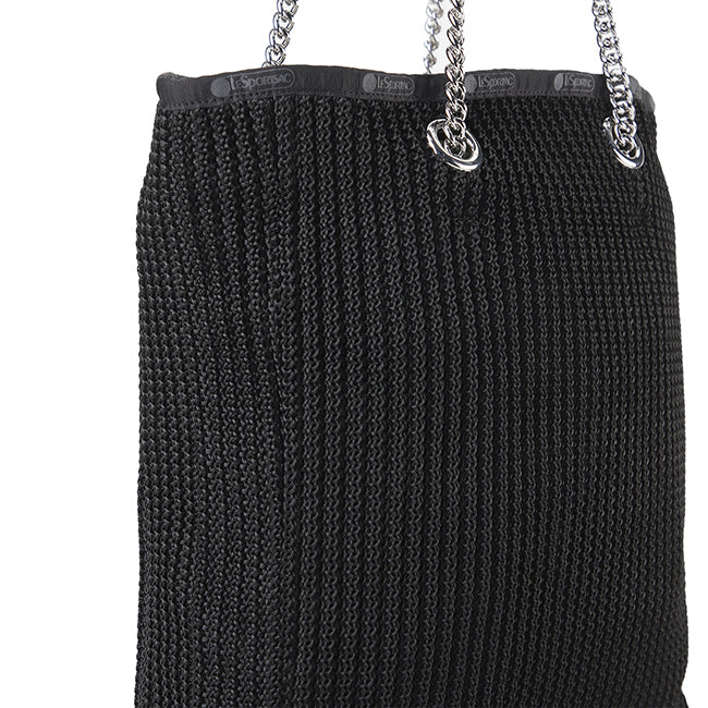 Chain Crochet N/S Tote In Black Crochet - 44927749226798