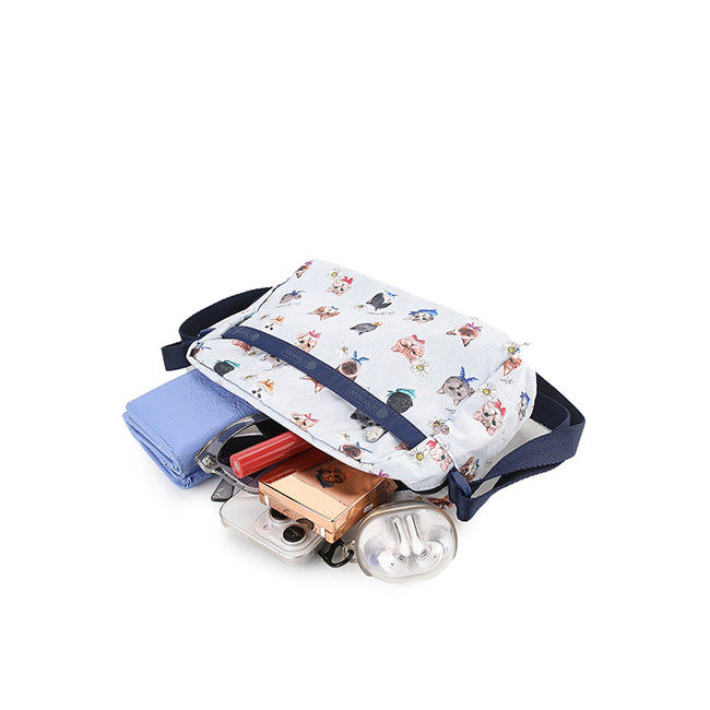 Daniella Crossbody In Playful Cats Sky Blue - 41859204251950