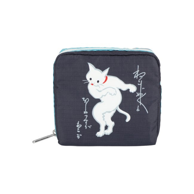 LeSportsac Unisex Pouch Med Square Cosmetic In Japanese Art Cat - 44039212794158