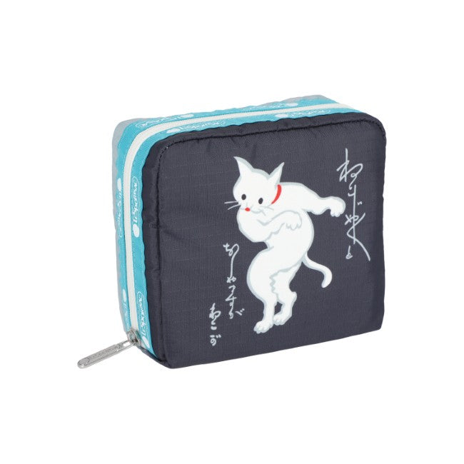 LeSportsac Unisex Pouch Med Square Cosmetic In Japanese Art Cat - 44039212957998