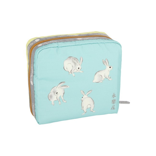 LeSportsac Unisex Pouch Med Square Cosmetic In Japanese Art Bunny - 44039213678894