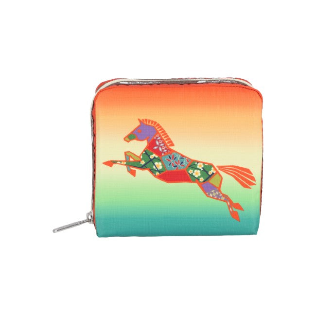 LeSportsac Unisex Pouch Med Square Cosmetic In Japanese Art Horse - 44039221018926