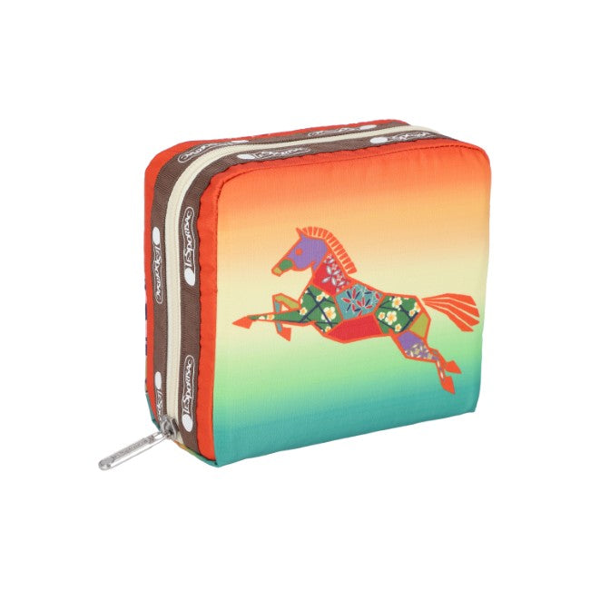 LeSportsac Unisex Pouch Med Square Cosmetic In Japanese Art Horse - 44039221182766