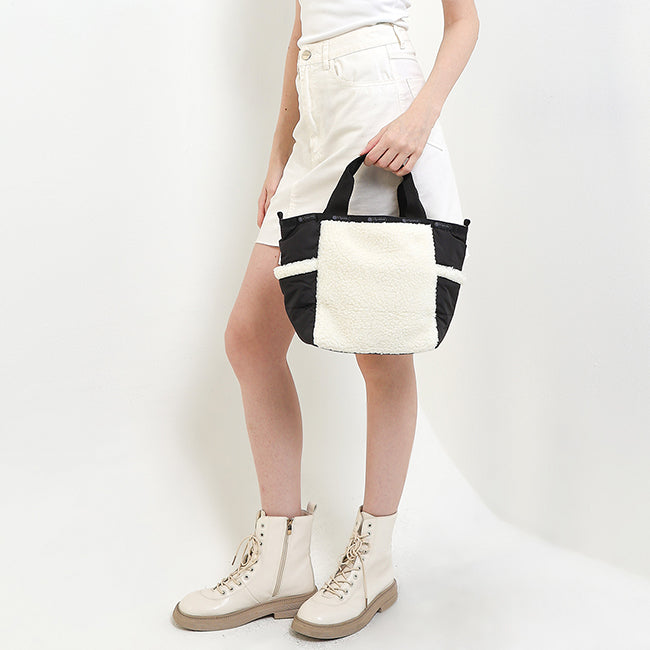 LeSportsac Unisex Sherpa Small Open Tote In Cream Vegan Sherpa - 43367107133742