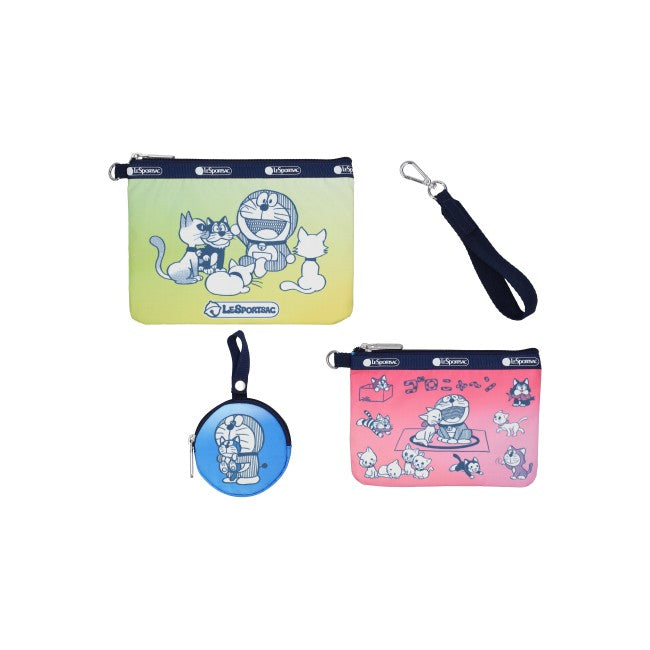 Wristlet Pouch W/ Round C In Doraemon With Meow - 46427959984430