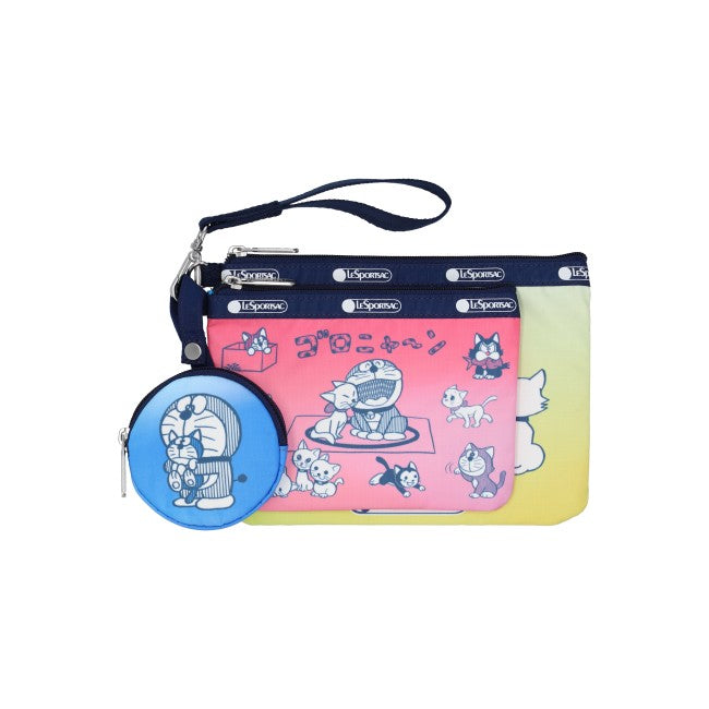 Wristlet Pouch W/ Round C In Doraemon With Meow - 46427960181038